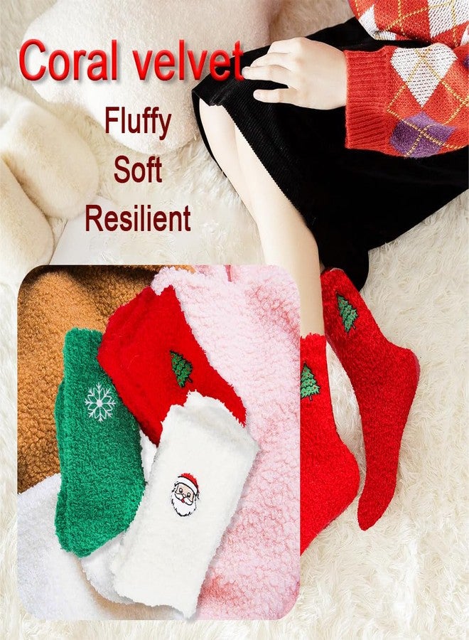 Dodifker 3 Pairs Christmas Fuzzy Warm Fluffy Winter Socks for Adults, Coral Fleece Cozy Holiday Present Socks with Gift Package - Image 5